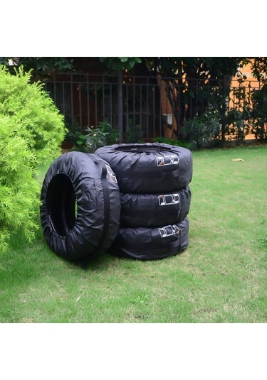 Sones 4'ü 1 Arada Su Geçirmez Toz Geçirmez Güneş Koruyucu Araba Lastiği Yedek Lastik Kapağı, Boyut: S Siyah