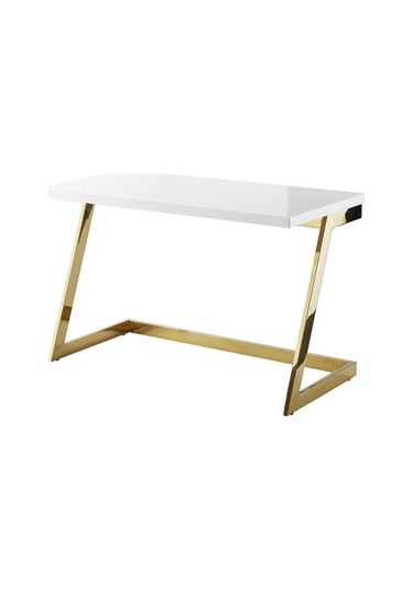 Nysa Gold Metal Beyaz Çalışma Masası