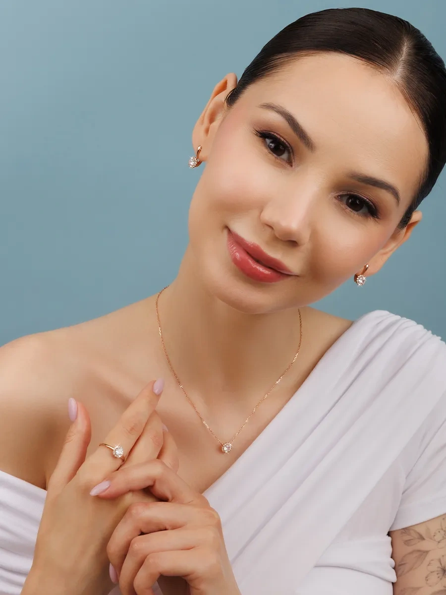 Veronika 925 Ayar Gümüş Altın Kaplama Taşlı Gerdanlik 462154616 Altın