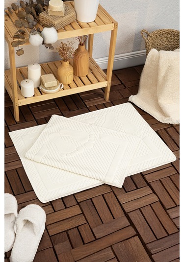 Leoline %100 Pamuk Premium 2'li Ayak Havlusu Krem