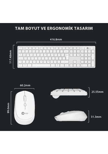 Lecoo KM2001 Kablosuz Türkçe Q Klavye Mouse Set