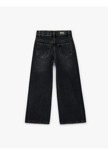 Koton Pamuklu Cepli Geniş Paça Denim Pantolon Siyah 6skg40035ad Siyah