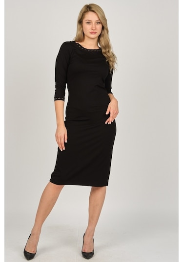 Sistas Kadın Kol Ve Boyun Detaylı Elbise 6690597 Siyah Siyah