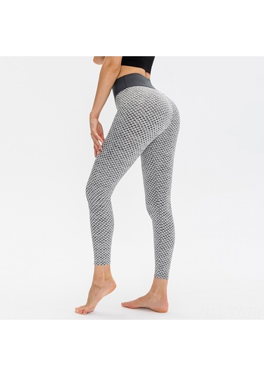 Teltree Gri Yüksek Bel Kalça Geliştirici Honeycomb Yoga Pantolon - Sıcak Su Emici, Daraltıcı Spor Fitness Eşyası 12351 Diğer