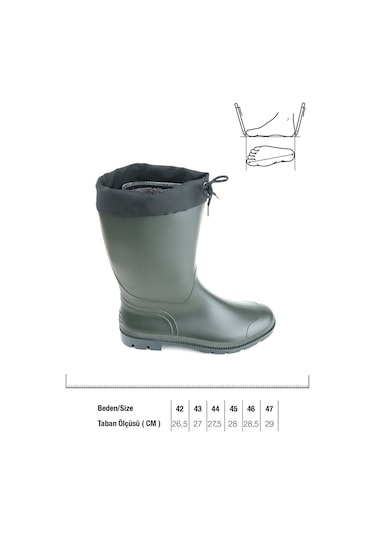 Gezer Kışlık Bağcıklı İçi Kürklü Su Geçirmez Erkek Çizme Gc2kmm.00634.09.081.j56 Haki