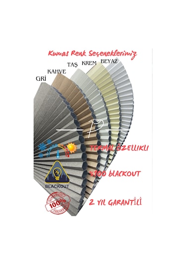 Brillant Marka Honeycomb Plise Perde Termal Ve Blackout Özelliği Çok Renkli