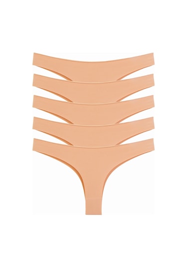 Kadın Külot Brazillian Tanga Lazer Kesim Esnek Iz Yapmayan 5 Li Paket Ten 92270 R23 Ten Rengi