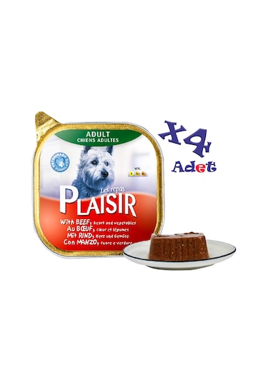 Plaisir Sığır Etli Pate Konserve Yetişkin Köpek Maması 4 x 150 G
