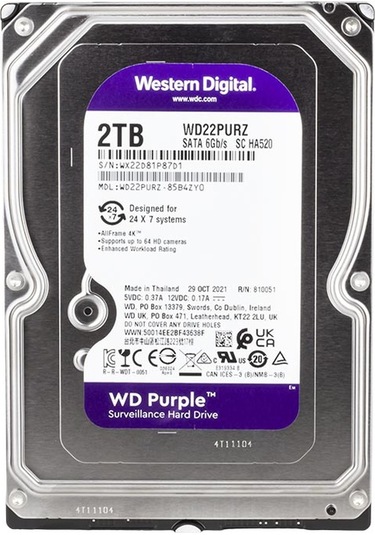 Western Digital Purple Wd22purz 2 Tb Sata 6gb-s 7-24 Güvenlik Harddisk Pc Bilgisayar Dvr Kamera Hard Diski