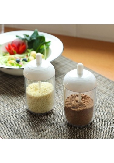 Novahub Gri Kapaklı Baharat Kavanoz Seti, Plastik Ot Çeşni Teneke Tuz Saklama Kabı, Mühür Kutusu, Biber Denizleri, Kullanışlı Kaşık, Sağlıklı Malzeme, Pp+pc, Pratik Tasarım Gri