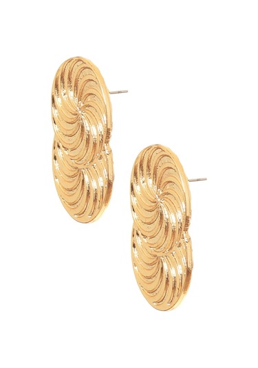 Kadın Lak Altın Renk Kaplama Çivili Model Spiral Baskılı Tasarım Küpe Altın