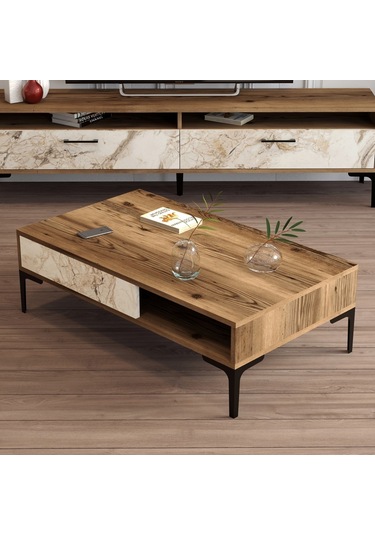 Variant Istanbul Orta Sehpa - Ceviz / Beyaz Mermer