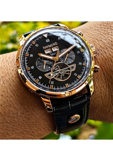 Raymond Star Seri Otomatik Erkek Kol Saati Rose Gold