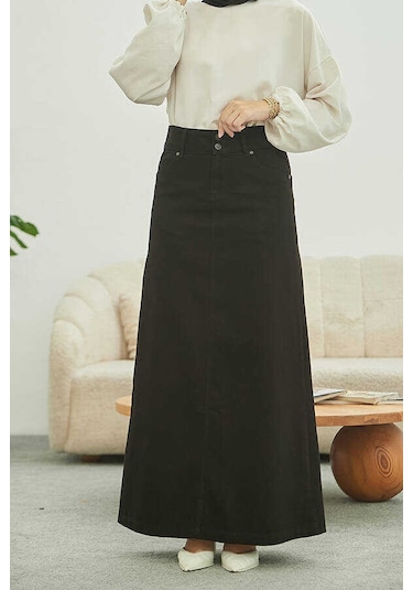 Neways 2254- Klasik Gabardin Etek Siyah Siyah