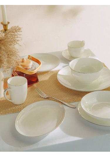 Sl Home "kasakaron" Porselen Servis Tabağı 25,4x18,5 Cm 288372236 Beyaz