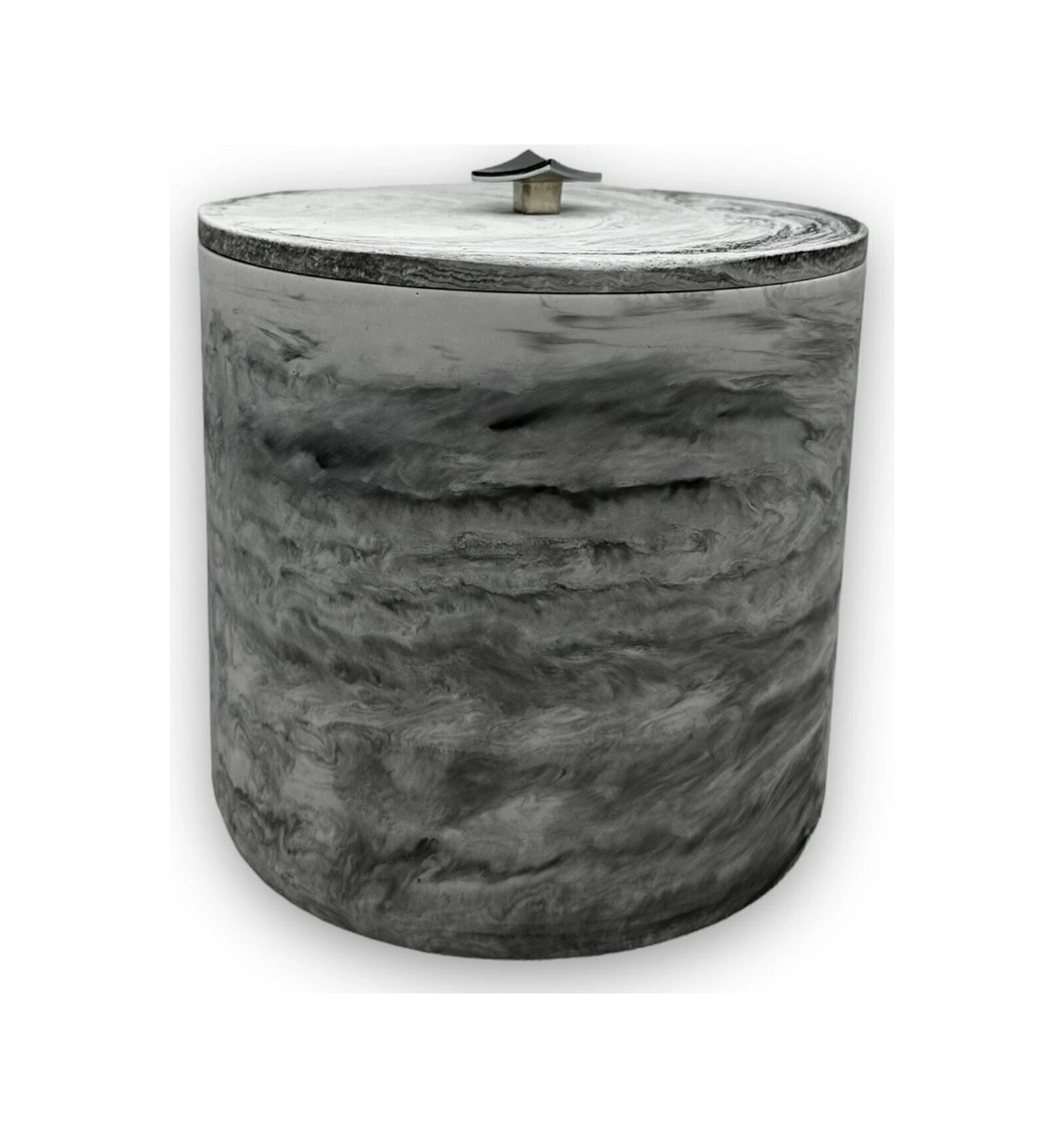 Mermer Desenli Beton Çöp Kovası Banyo Mutfak Tuvalet Wc 18 Cm 4 Litre Gri