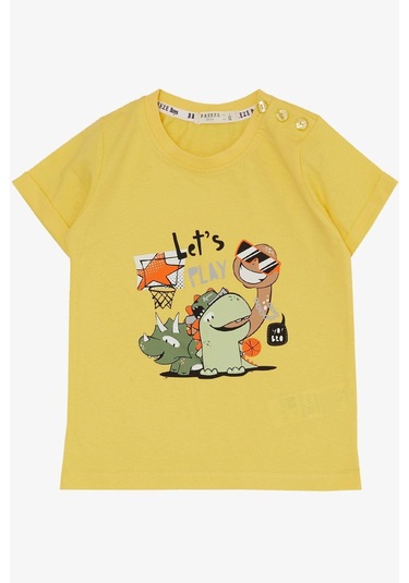 Breeze Erkek Çocuk Şortlu Takım Oyun Zamanı Mutlu Hayvancıklar Baskılı 1-4 Yaş, Sarı-sarı Sarı