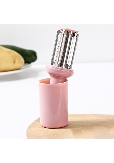 Aubyhe Pembe 3'ü Bir Arada Ev Çamaşırı: Meyve Sebze Soyucu, Dilimleyici, İncikleyici Ve Zencefil Değirmeni - 14x4 Cm Paslanmaz Çelik Bıçaklı Abs Tutamalı Diğer