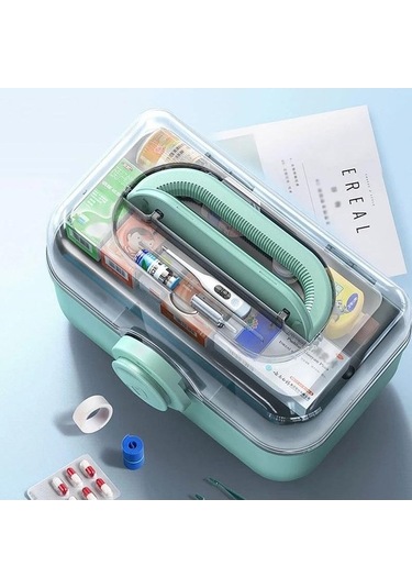 Novahub Geniş Kapasiteli Aile Hekimliği Organizatörü, Taşınabilir İlk Yardım Çantası, İlaç Saklama Kabı, Aile Acil Durum Kiti Kutusu L, Pembe Pembe