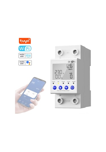 Reedark "tuya Wifi Akıllı Otomatik Yeniden Kapanma Koruyucu: Voltaj Ve Akım İzleme, Uzaktan Kontrol, Google Asistan Uyumlu"