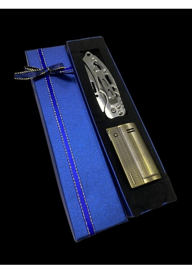 Benzinli Muhtar Model Çakmak Ve Çakı Kombini