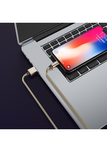 Joyroom S-m369 Basit Seri 2.4a 8 Pin Naylon Örgülü Veri Kablosu, Uzunluk: 1.2m Altın