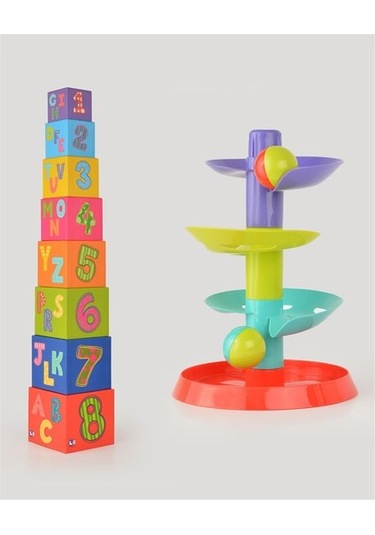 2'li Eğitici Set Denge Kule Ve Top Yuvarlama Kulesi