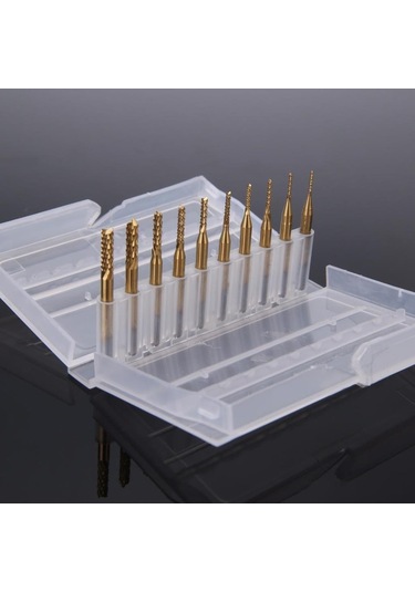 Cnc End Mill Gravür Kesici Karbür 10 Adet 0.8/3.175mm Pcb, Smt, Cnc Matkap Uç