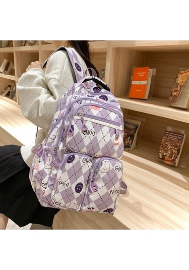 Dancemonkey Sırt Sırt Seyahat Öğrenci Mavi Kapasiteli Kadın Çantası Çantası Büyük Baskı Wh Mavi