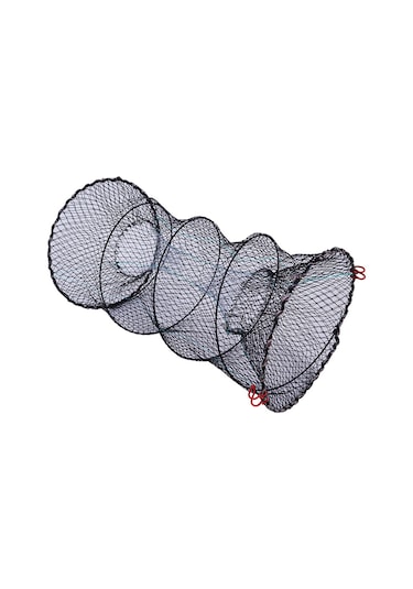 Shineyee Galvaniz Çelik Ve Nilon Kollu Katlanabilir Yengeç/somon/istavrit Avlanma Kafesi - 45 Cm Uzunluk, 25 Cm Çap, Çift Girişli, Taşınması Kolay Av Aleti