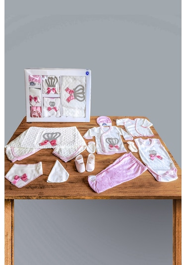 Hastane Çıkışı 10 Parça Pembe Taşlı Kız Bebek Giyim Pembe