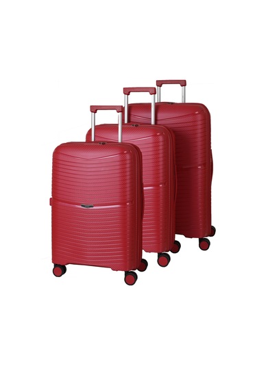 Baggaj V2520 Pp Super Lıght Valiz Black Set Red