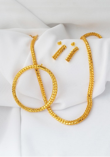 Bilezikci Kelepçe Bilezikli 22 Ayar Altın Set