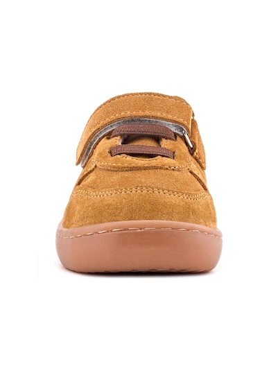 Rakerplus Bob Hakiki Deri Taba Barefoot Cırtlı Lastikli Bebek Sneaker Ayakkabı Taba