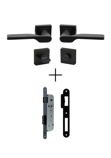 Aragon Siyah Rozetli Kapı Kolu Wc / 40mm Sessiz Wc Kapı Kilidi