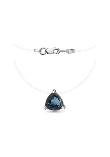 Aquamarıne Doğal Topaz Taşlı İp Üzerinde Görünmez Kolye 304354594 Gri