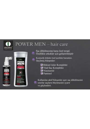 Power Men Saç Dökülmesine Karşı Önleyici Şampuan - 200ml Dökülen