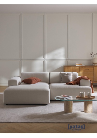 Most Mollista 2 Modül Sol Köşe Koltuk 01 Kırık Beyaz Keten Kumaş