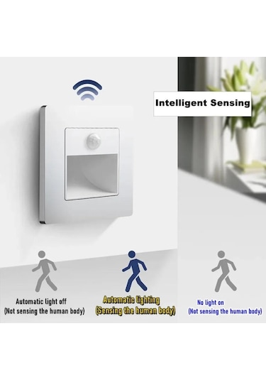 Sıcak Beyaz Kızılötesi Hareket Sensörü Merdiven Işıkları Kapalı Açık Merdiven Basamağı Duvar Lambası 3 W Gömme Led Aplik 55024390 Sıcak Beyaz