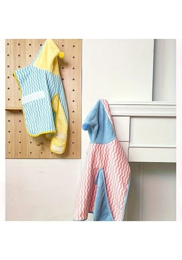 Elmpaly Pembe Mavi L Hızlı Kuruyan Köpek Bornozu Ultra Emici Ayarlanabilir Havlu