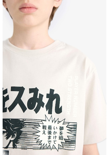 Defacto Erkek Çocuk Bisiklet Yaka Baskılı Kısa Kollu Tişört E0188a825hsgr477 Gri