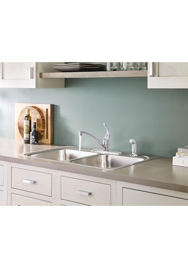 Moen Chateau Krom Tek Kolu Düşük Ark Mutfak Lavabo Bataryası Yan Diğer