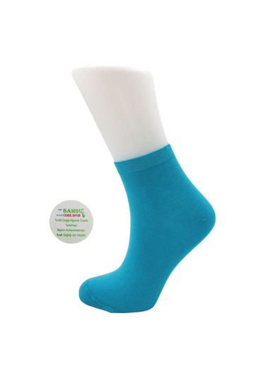 Bambu Kadın Yarım Konç Çok Renkli Dikişsiz Düz Çorap 6'lı Paket Çok Renkli