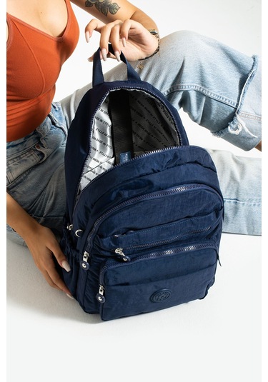 Lüx Krinkıl Kumaş Lise Ve Ortaokul Sırt Çantası, Krinkıl Okul Çantası Lacivert