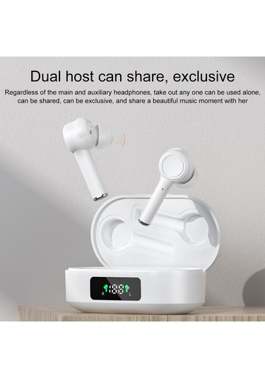 Mı4 Bluetooth 5.0 Led Dijital Ekran Akıllı Gürültü Azaltma Gerçek Kablosuz Bluetooth Kulaklık Beyaz