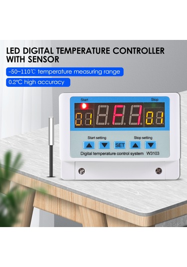 Geeksen W3103 Akıllı Sıcaklık Kontrol Cihazı -50 110 C Ölçüm Aralığı, 10a/dc12v, Dijital Gösterge, Otomatik Regülasyon