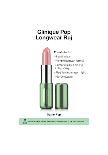 Pop Longwear Gün Boyu Kalıcı Ruj - Renk: Sugar Pop 3.9g Parlak Bitiş Diğer