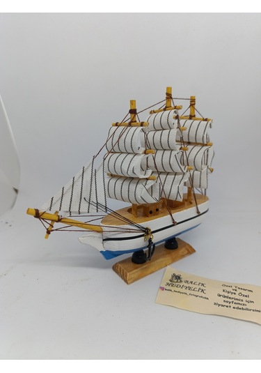 Yelkenli Ahşap Gemi-dekoratif-17 Cm