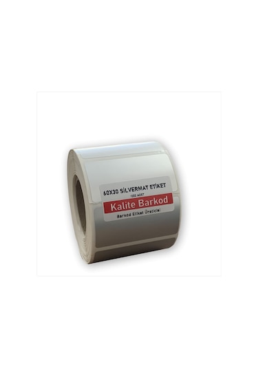 60x30 Silvermat Etiket | Rulo Metalize Etiket