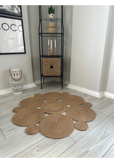 Bohem Jüt El Dokuma Halı Jüt İplik Halı Jüt Doğal Kilim Recycle Kilim Halı Jüt Örme Özel Tasarım Kırcıllı